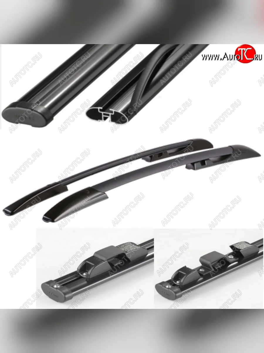 Рейлинги АПС  KIA Ceed (2006-2012) 1 ED (Черные с черными поперечинами, крепление скоба, L1300)  в Самаре Самарской области