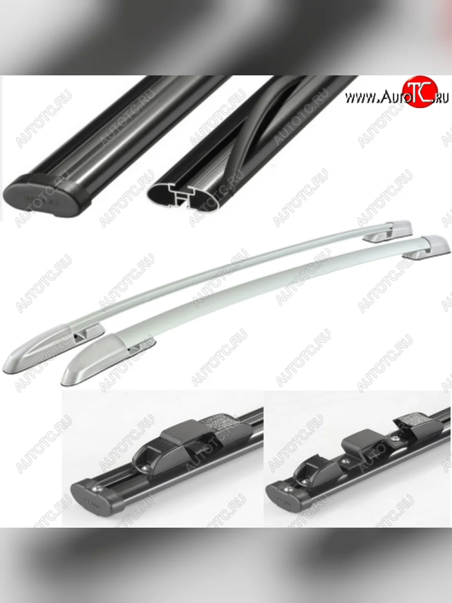 Рейлинги АПС  Toyota RAV4 (2005-2013) XA305, XA30 (Серебристые с черными поперечинами, крепление скоба, L1300)  в Самаре Самарской области