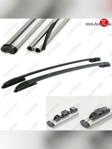 Рейлинги АПС (Черные с серыми поперечинами, крепление скоба, L1300) Toyota RAV4 ( XA305,  XA30) (2005-2013) 5 дв. дорестайлинг, 5 дв. 2-ой рестайлинг