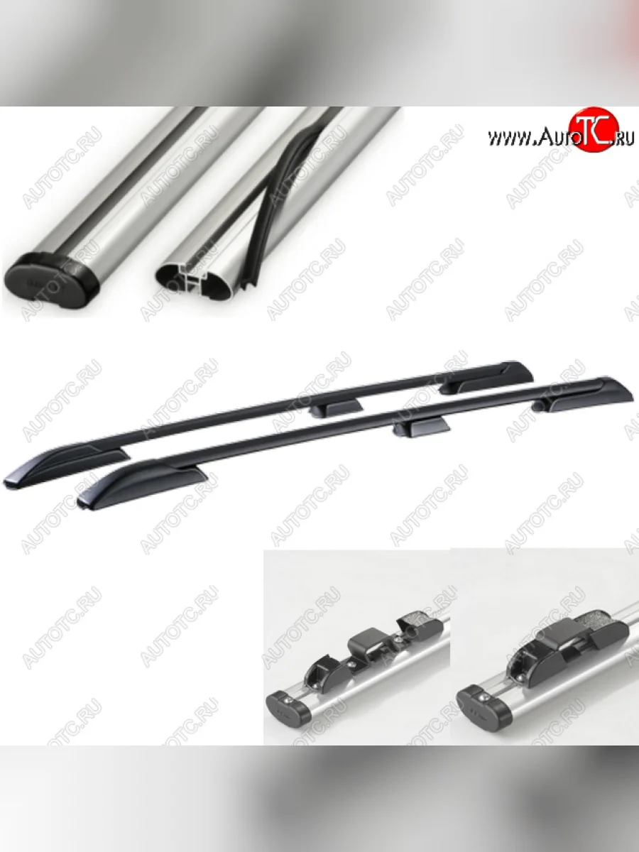 Рейлинги АПС  Toyota Land Cruiser Prado (2009-2025) J150 (Черные с серыми поперечинами, крепление скоба, L1300)  в Самаре Самарской области