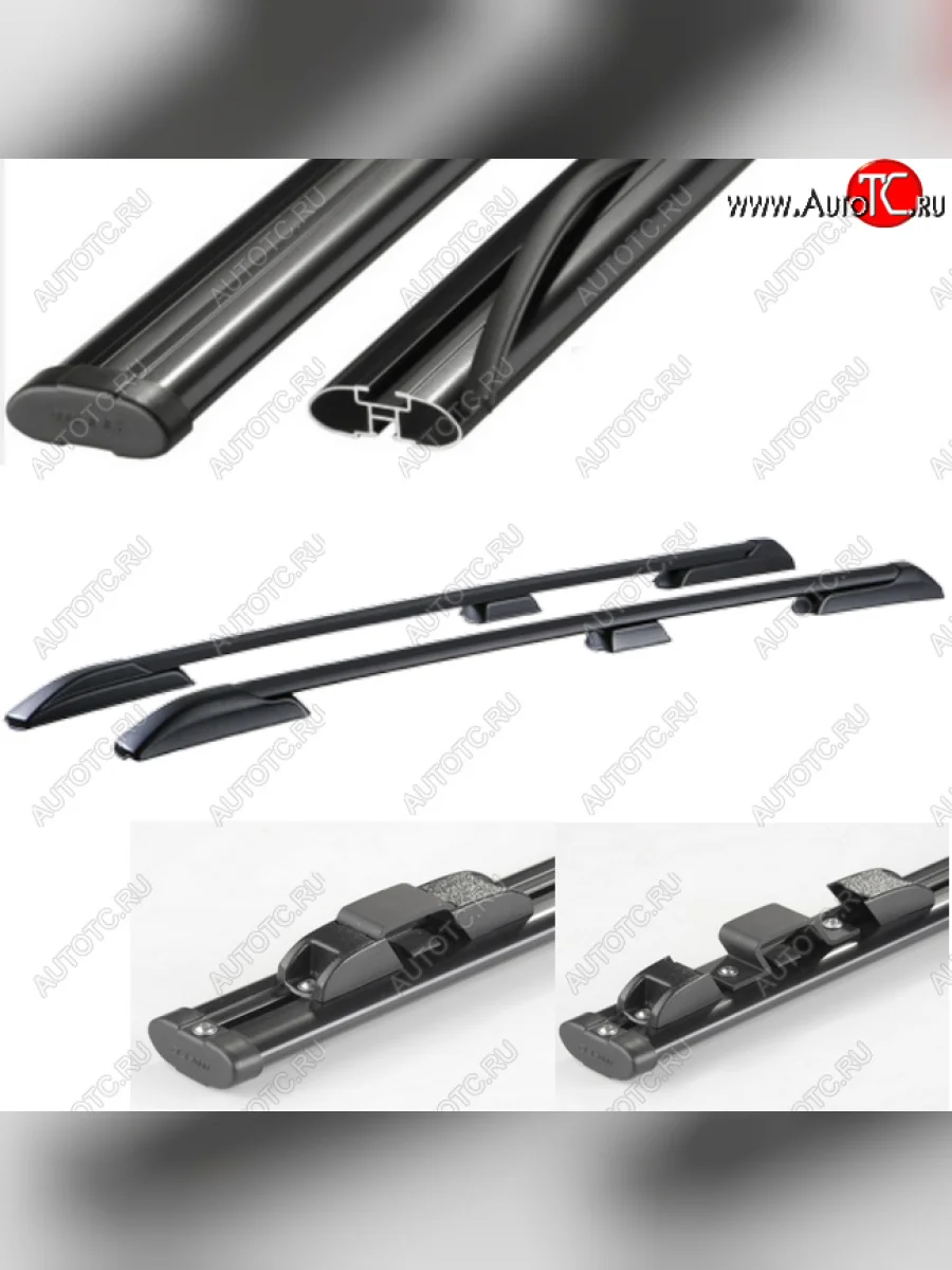 Рейлинги АПС  Toyota Land Cruiser Prado (2009-2025) J150 (Черные с черными поперечинами, крепление скоба, L1300)  в Самаре Самарской области