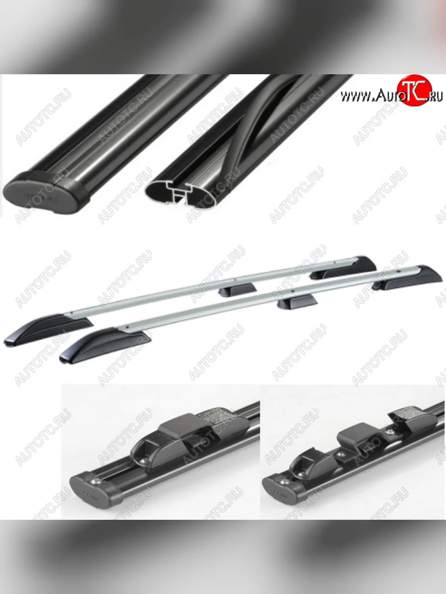 Рейлинги АПС  Toyota Land Cruiser Prado (2009-2025) J150 (Черно-серые с черными поперечинами, крепление скоба, L1300)  в Самаре Самарской области