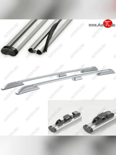 Рейлинги АПС (Серебристые с серыми поперечинами, крепление скоба, L1300) Toyota Land Cruiser Prado  J150 (2009-2025) дорестайлинг, 1-ый рестайлинг, 2-ой рестайлинг, 3-ий рестайлинг