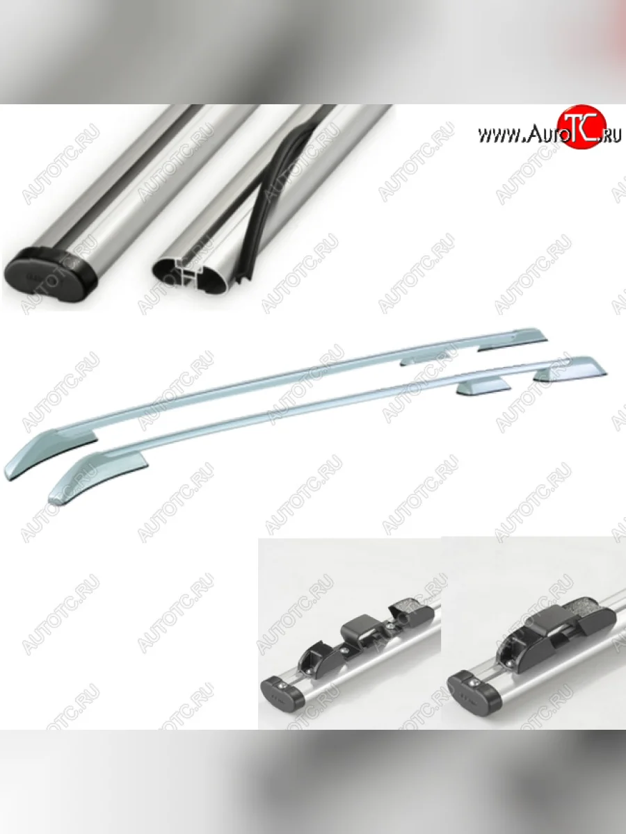 Рейлинги АПС  Land Rover Freelander (2006-2012) L359 (Серебристые с серыми поперечинами, крепление скоба, L1300)  в Самаре Самарской области