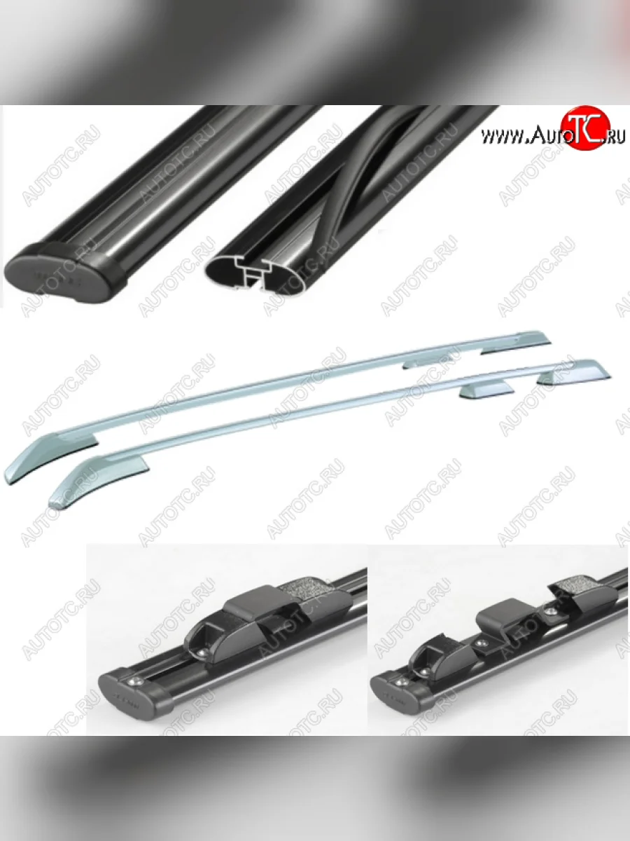 Рейлинги АПС  Land Rover Freelander (2006-2012) L359 (Серебристые с черными поперечинами, крепление скоба, L1300)  в Самаре Самарской области