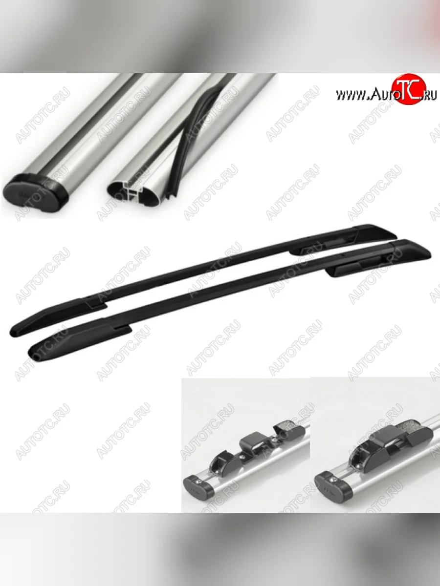 Комплект рейлингов АПС  Ford Focus (2010-2019) 3 (Черные с серыми поперечинами, крепление скоба, L1300)  в Самаре Самарской области