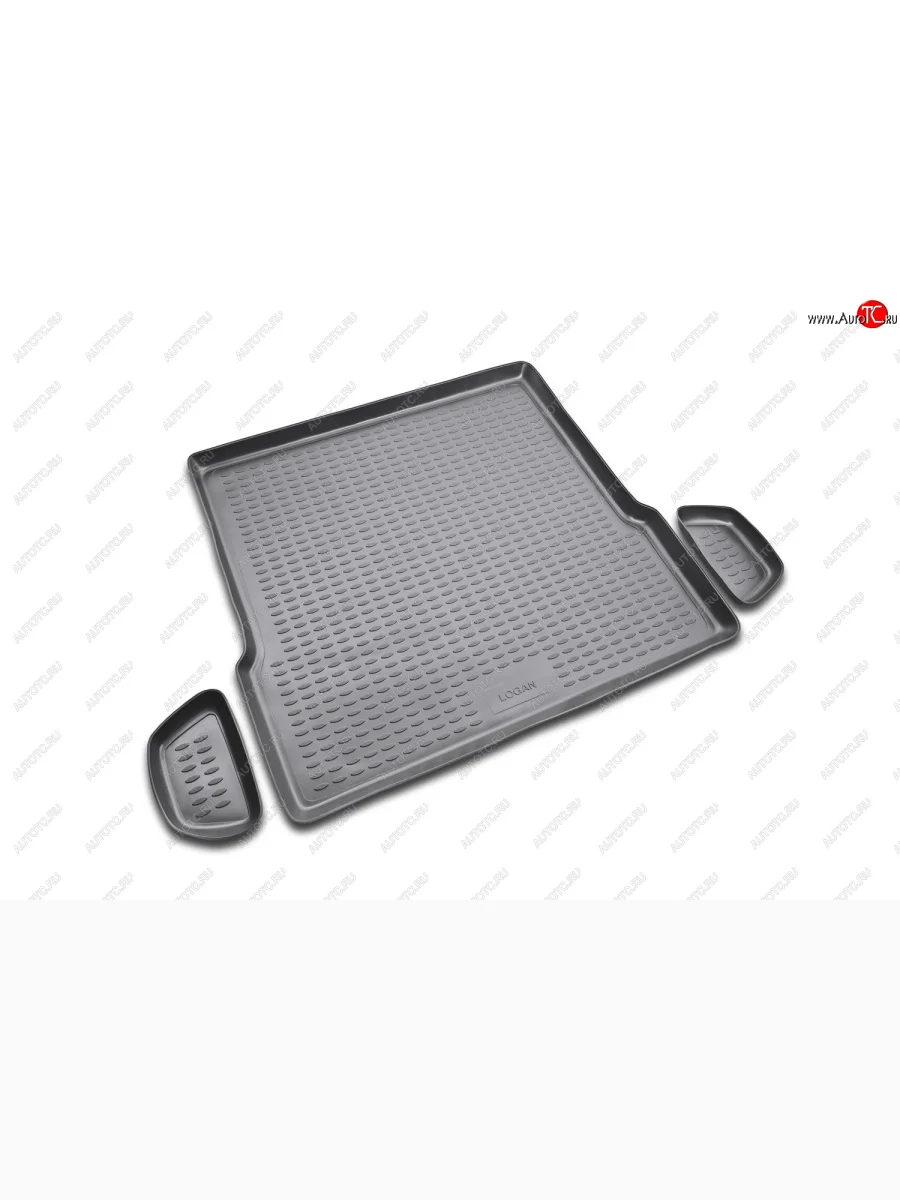 Коврик багажника (полиуретан, со вставками) Element Renault Logan 1 дорестайлинг (2004-2010) (Серый)  в Керчи Республика Крым