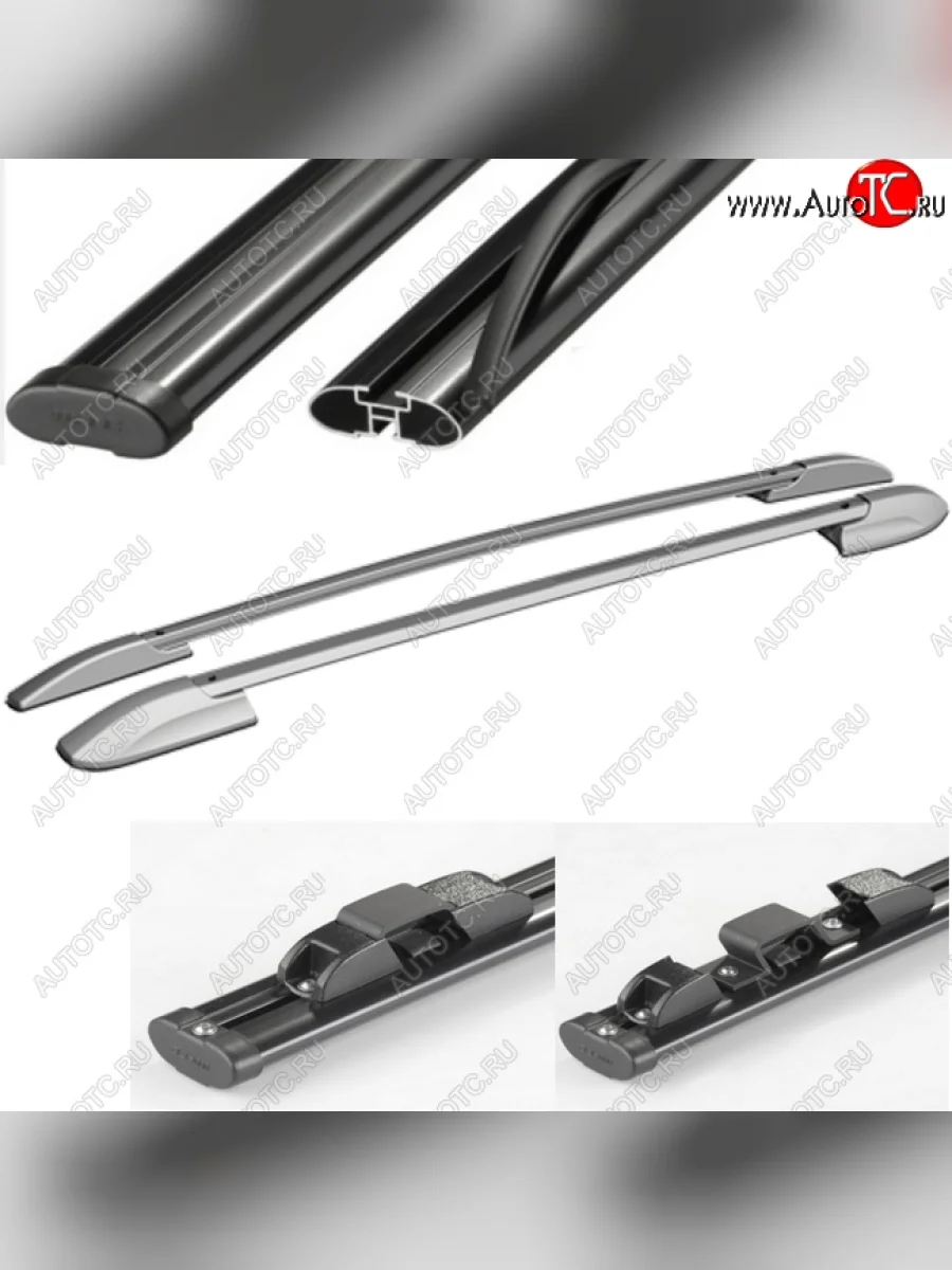 Рейлинги АПС Volkswagen Amarok рестайлинг (2016-2022) (Серебристые с черными поперечинами, крепление скоба, L1300)  в Самаре Самарской области