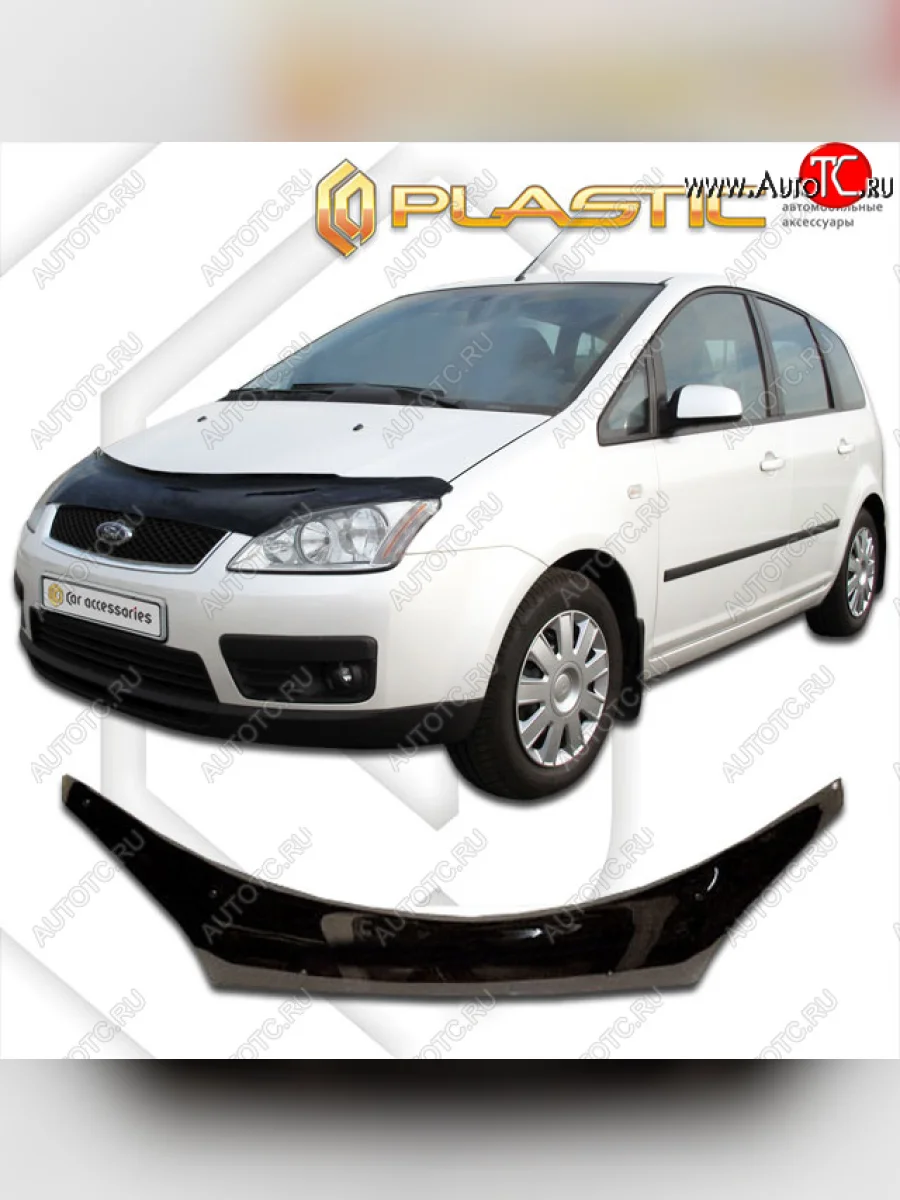 Дефлектор капота (exclusive) CA-Plastic Ford C-max Mk1 доресталинг (2003-2007) (Classic чёрный, Без надписи)  с доставкой в г. Пермь