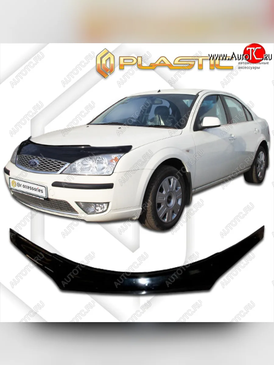 Дефлектор капота (exclusive) CA-Plastic Ford Mondeo Mk3,B4Y дорестайлинг, седан (2000-2003) (Classic чёрный, Без надписи)  в Керчи Республика Крым
