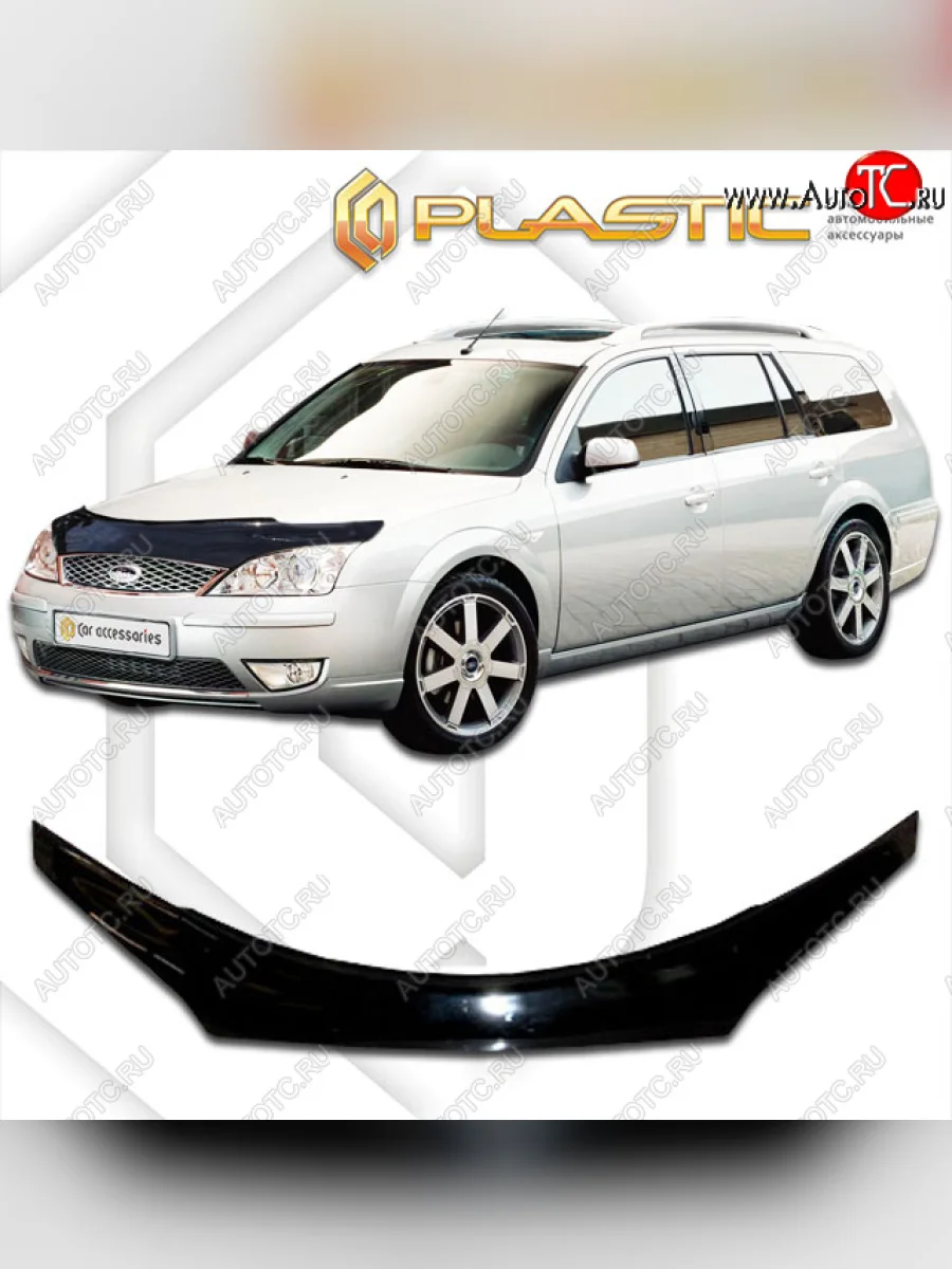 Дефлектор капота (exclusive) CA-Plastic Ford Mondeo Mk3,BWY дорестайлинг, универсал (2000-2003) (Classic чёрный, Без надписи)  в Самаре Самарской области