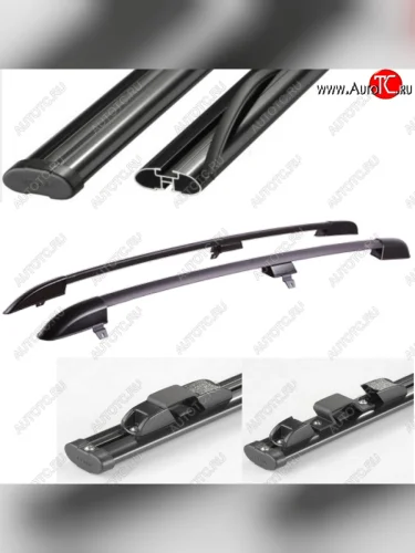 Рейлинги крыши АПС (Черные с черными поперечинами, крепление скоба, L1300) Chevrolet Niva 2123 рестайлинг (2009-2020)