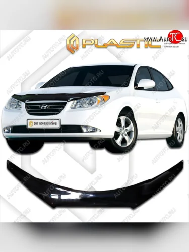 Дефлектор капота (exclusive) CA-Plastic (Classic чёрный) Hyundai Avante (2006-2010)