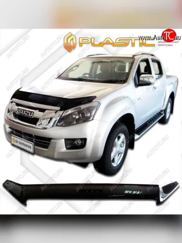 Дефлектор капота (exclusive) CA-Plastic (Classic чёрный) Isuzu D-Max RT85 ExtendedCab дорестайлинг (2011-2017)
