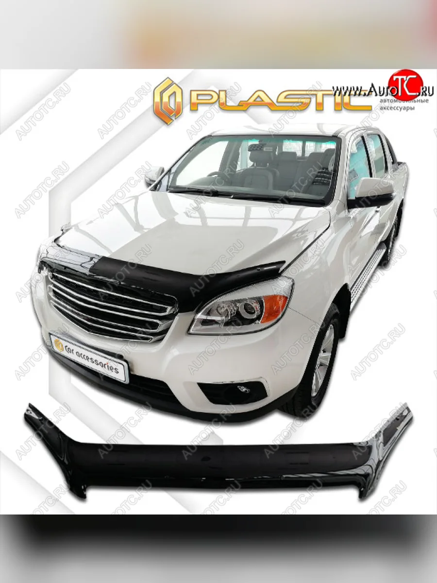 Дефлектор капота (exclusive) CA-Plastic JAC T6 пикап (2018-2024) (серия Classic чёрный, Без надписи)  в Керчи Республика Крым