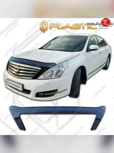 Дефлектор капота (exclusive) CA-Plastic (Classic чёрный) Nissan Teana 2 J32 дорестайлинг (2008-2011)