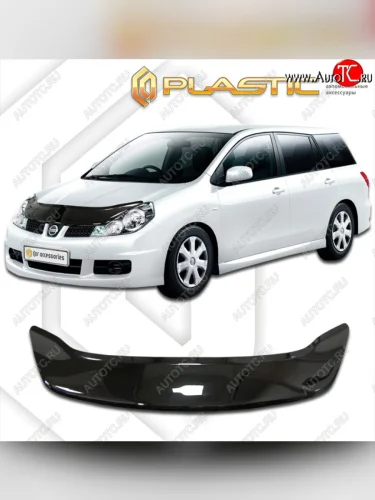 Дефлектор капота (exclusive) CA-Plastic (Classic чёрный) Nissan Wingroad  3 Y12 (2005-2018)