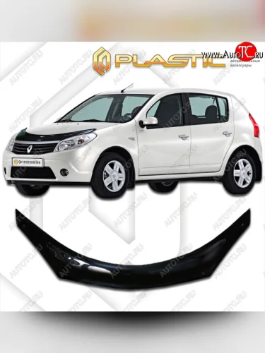 Дефлектор капота (exclusive) CA-Plastic (Classic чёрный) Renault Sandero Stepway 1 (2010-2014)