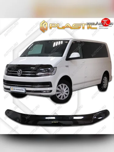 Дефлектор капота (exclusive) CA-Plastic (Classic чёрный) Volkswagen Caravelle T6 дорестайлинг (2015-2019)
