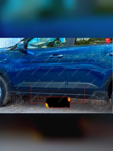 Задний левый молдинг на дверь Русская Артель (Поверхность шагрень) Hyundai Creta  SU (2020-2022)