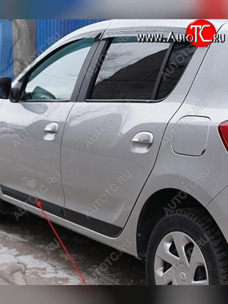 Задний левый молдинг на дверь Русская Артель  Renault Sandero (2014-2018) 2 (Поверхность шагрень)  с доставкой в г. Керчь