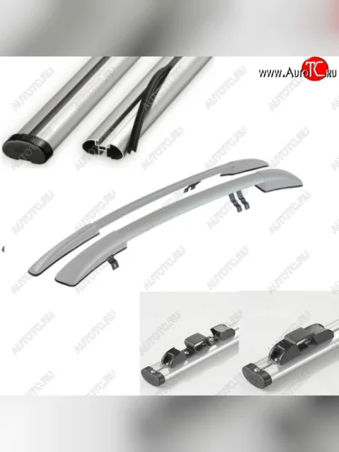 Рейлинги АПС (Серебристые с серыми поперечинами, крепление скоба, L1300) Datsun mi-DO (2014-2021), Лада ВАЗ Гранта FL  2192 (2018-2025), Лада ВАЗ Калина ( 1119,  2192) (2004-2018), Лада ВАЗ Калина Спорт ( 1119,  2192) (2008-2018)