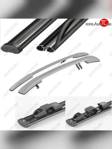 Рейлинги АПС (Серебристые с черными поперечинами, крепление скоба, L1300) Datsun mi-DO (2014-2021), Лада ВАЗ Гранта FL  2192 (2018-2025), Лада ВАЗ Калина ( 1119,  2192) (2004-2018), Лада ВАЗ Калина Спорт ( 1119,  2192) (2008-2018)