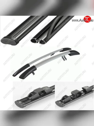 Рейлинги АПС (Черно-серые с черными поперечинами, крепление скоба, L1300) Datsun mi-DO (2014-2021), Лада ВАЗ Гранта FL  2192 (2018-2025), Лада ВАЗ Калина ( 1119,  2192) (2004-2018), Лада ВАЗ Калина Спорт ( 1119,  2192) (2008-2018)