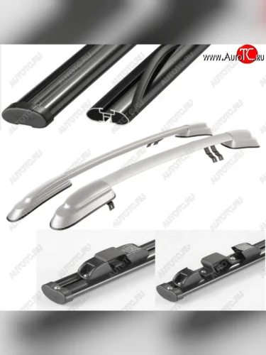 Рейлинги АПС (Серебристые с черными поперечинами, крепление скоба, L1300) Лада ВАЗ Гранта  1 2191 - Гранта FL  2191