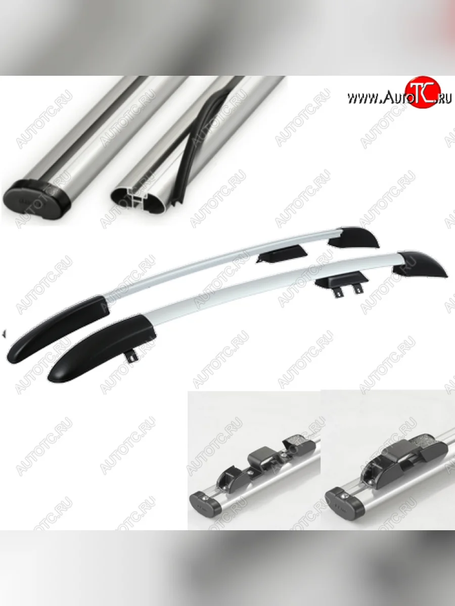 Рейлинги АПС Renault Logan 1 дорестайлинг (2004-2010) (Черно-серые, поперечины серые, крепление скоба, L1300)  в Самаре Самарской области