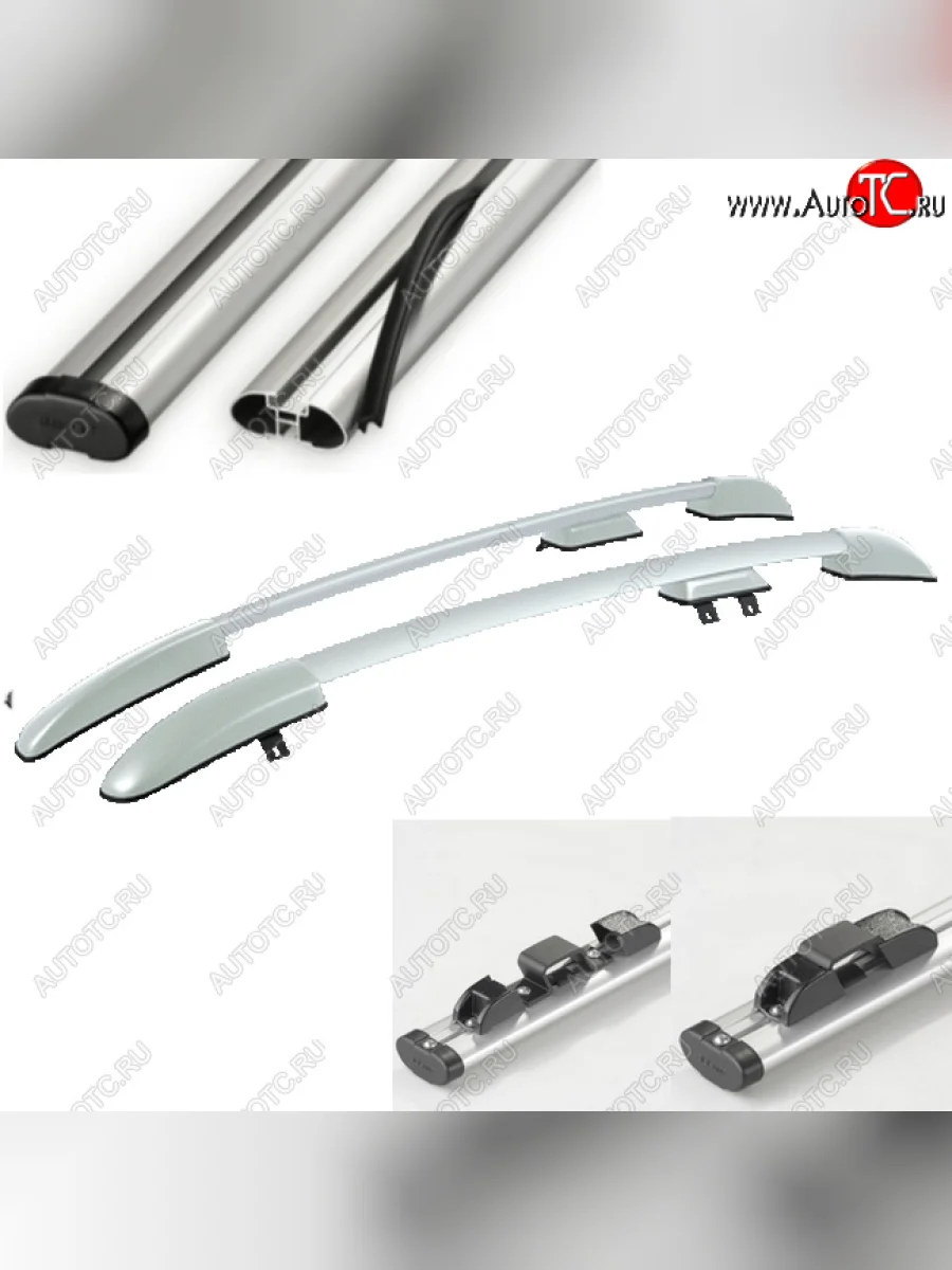 Рейлинги АПС Renault Logan 1 дорестайлинг (2004-2010) (Серебристые, поперечины серые, крепление скоба, L1300)  в Воронеже Воронежской области