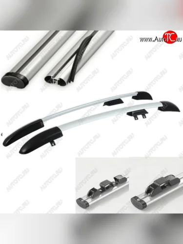 Рейлинги АПС (Черно-серые, поперечины серые, крепление скоба, L1300) Renault Logan  2 (2014-2025) дорестайлинг, рестайлинг