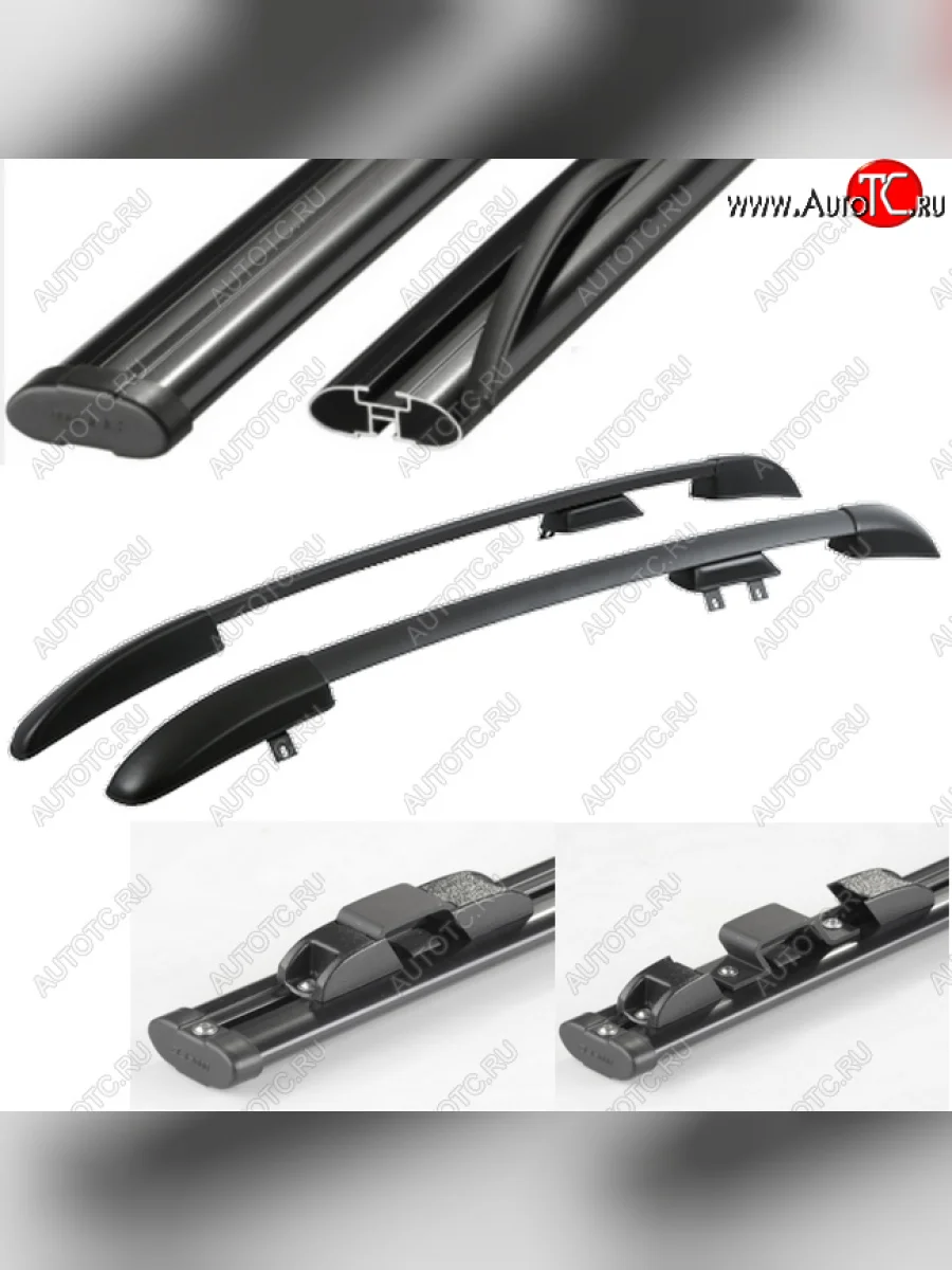 Рейлинги АПС Renault Logan 2 дорестайлинг (2014-2018) (Черные, поперечины черные, крепление скоба, L1300)  в Самаре Самарской области