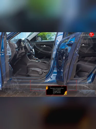 Накладки на внутренние пороги дверей (4 шт) Русская Артель (Поверхность текстурная) Hyundai Creta SU (2020-2022)