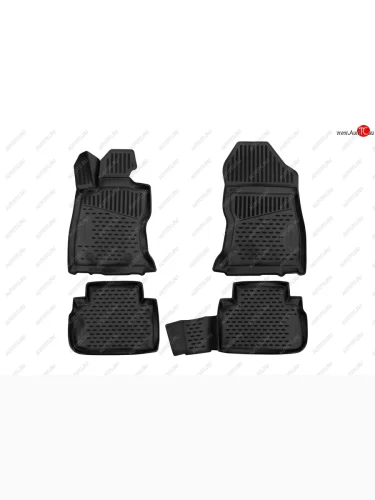 Коврики салона (полиуретан) Element 3D (Чёрные) Subaru Forester  SK/S14 (2018-2021) дорестайлинг