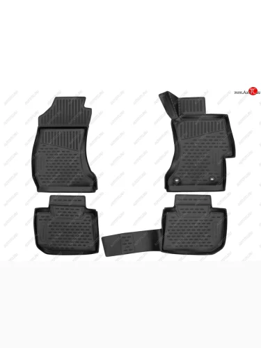Коврики салона (полиуретан) Element 3D (Чёрные) Subaru Levorg VM универсал дорестайлинг (2014-2017)