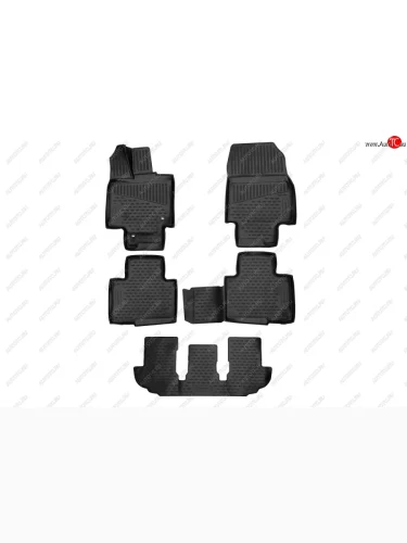 Коврики салона (полиуретан) Element 3D (Чёрные) Toyota Highlander  XU70 (2020-2025)