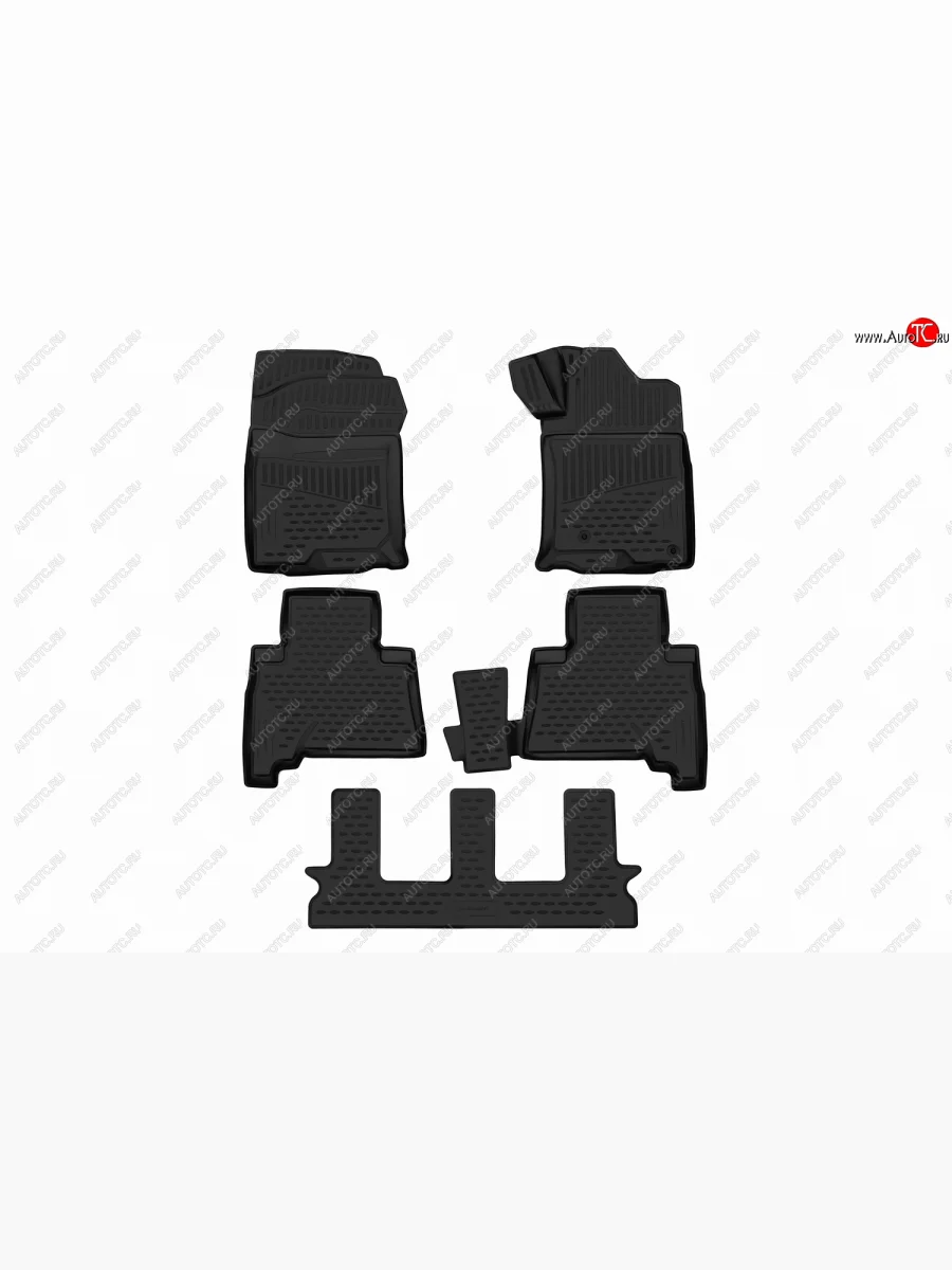 Коврики салона (полиуретан, правый руль) Element 3D  Toyota Land Cruiser Prado  J150 (2009-2025) дорестайлинг, 1-ый рестайлинг, 2-ой рестайлинг, 3-ий рестайлинг (Чёрные)