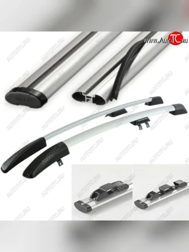 Рейлинги АПС (Черно-серые с серыми поперечинами, крепление скоба, L1300) Renault Sandero  (B8) (2014-2018) дорестайлинг