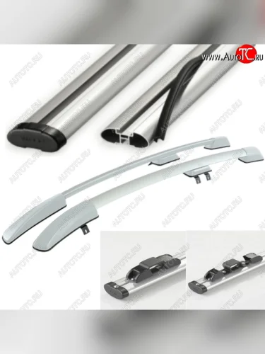 Рейлинги АПС (Серебристые с серыми поперечинами, крепление скоба, L1300) Renault Sandero  (B8) (2014-2018) дорестайлинг