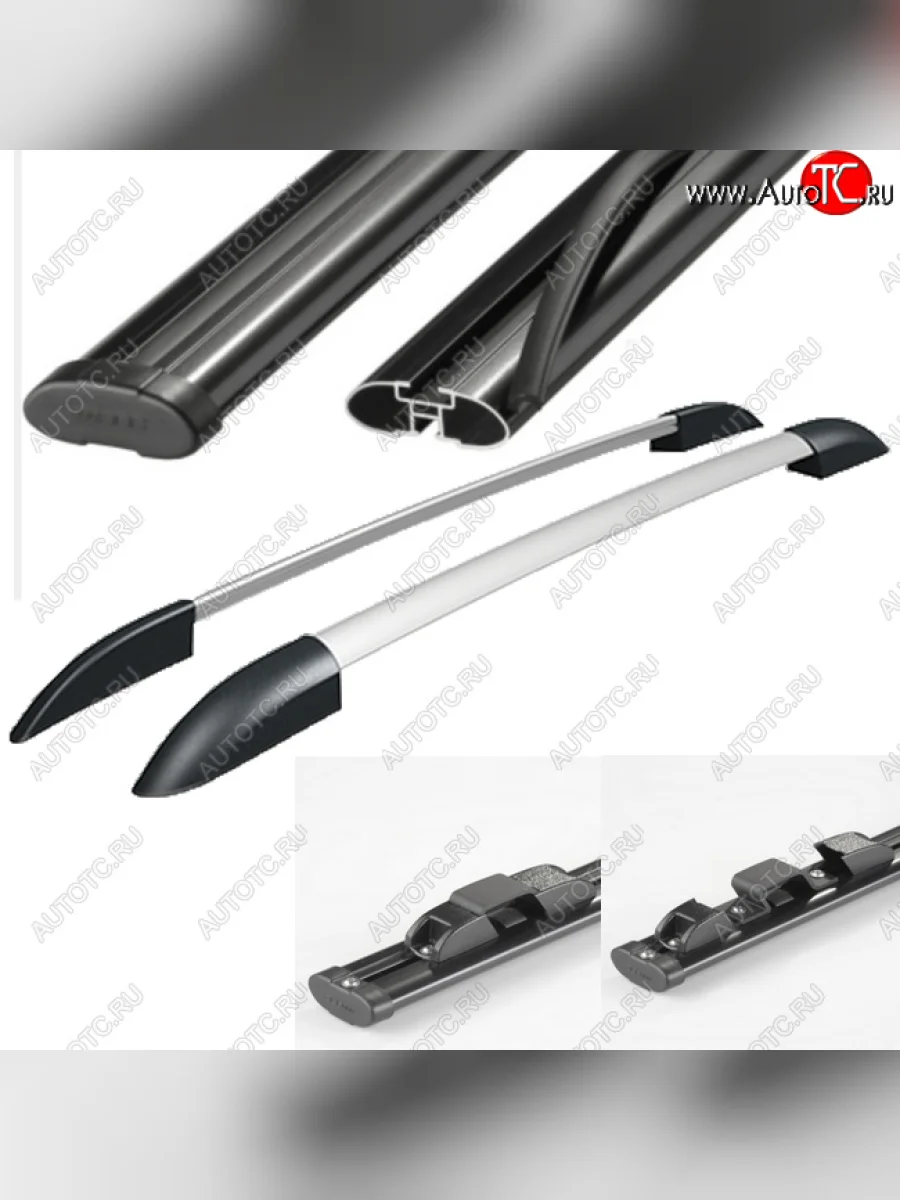 Рейлинги АПС Лада ВАЗ Нива 4х4 2121 3 дв. дорестайлинг (1977-2019) (Черно-серые с черными поперечинами, крепление скоба, L1300)  с доставкой в г. Керчь