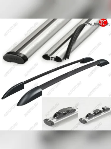 Рейлинги АПС (Черные с серыми поперечинами, крепление скоба, L1300) Лада ВАЗ нива 4х4 2131 5 дв. дорестайлинг (1993-2019)