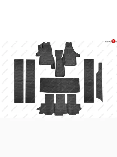 Коврики салона (полиуретан) Element 3D (Чёрные) Volkswagen Multivan  T6 (2016-2019) дорестайлинг