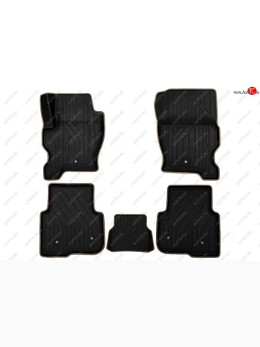 Коврики салона (Polystar) KVEST 3D (Чёрные с бежевым) Land Rover Discovery  4 L319 (2009-2016)