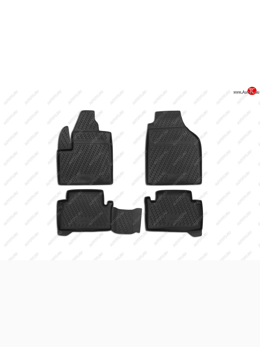 Коврики салона (полиуретан) Element Ford Transit Connect (2013-2018) (Чёрные)  с доставкой в г. Керчь