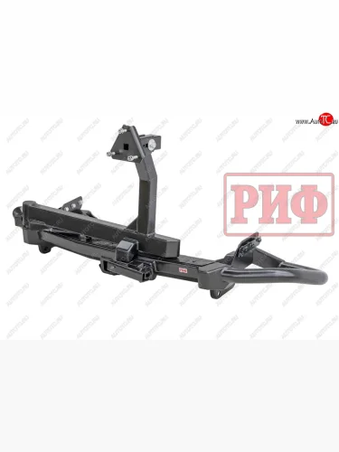 Бампер задний силовой РИФ (c квадратом под фаркоп, калиткой, подсветкой номера) Mitsubishi Pajero Sport  QE (2015-2021) дорестайлинг