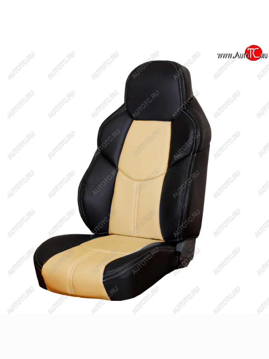 Универсальные чехлы (экокожа) CAYMAN Honda StepWagon RG минивэн дорестайлинг (2005-2007) (Черный/бежевый)  в Самаре Самарской области