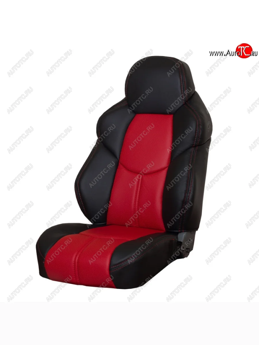 Универсальные чехлы (экокожа) CAYMAN Toyota Land Cruiser Prado J120 (2002-2009) (Черный/красный)  в Самаре Самарской области