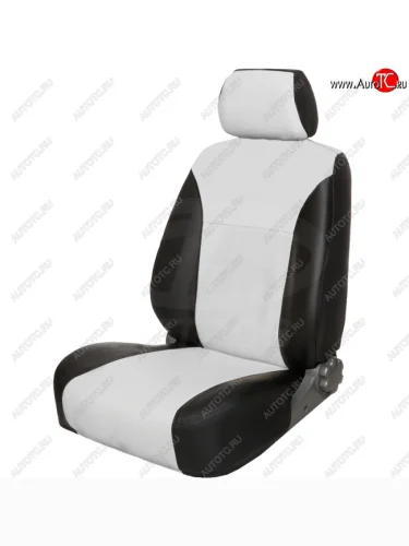 Чехлы сидений (экокожа, Intense) ПЕТРОВ Орегон (черный/белый) Mitsubishi Lancer  10 CY (2007-2010) седан дорестайлинг