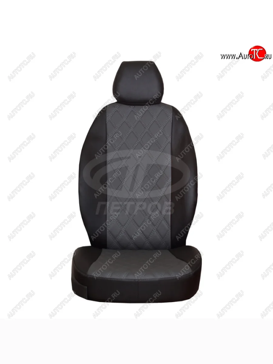 Чехлы сидений (экокожа, с подл.) ПЕТРОВ Орегон Ромб  Лада ВАЗ  Веста  2180, Веста Кросс ( SW 2181,  2180), Веста Кросс NG ( 2180,  SW 2181) (черный/серый)  в Керчи Республика Крым